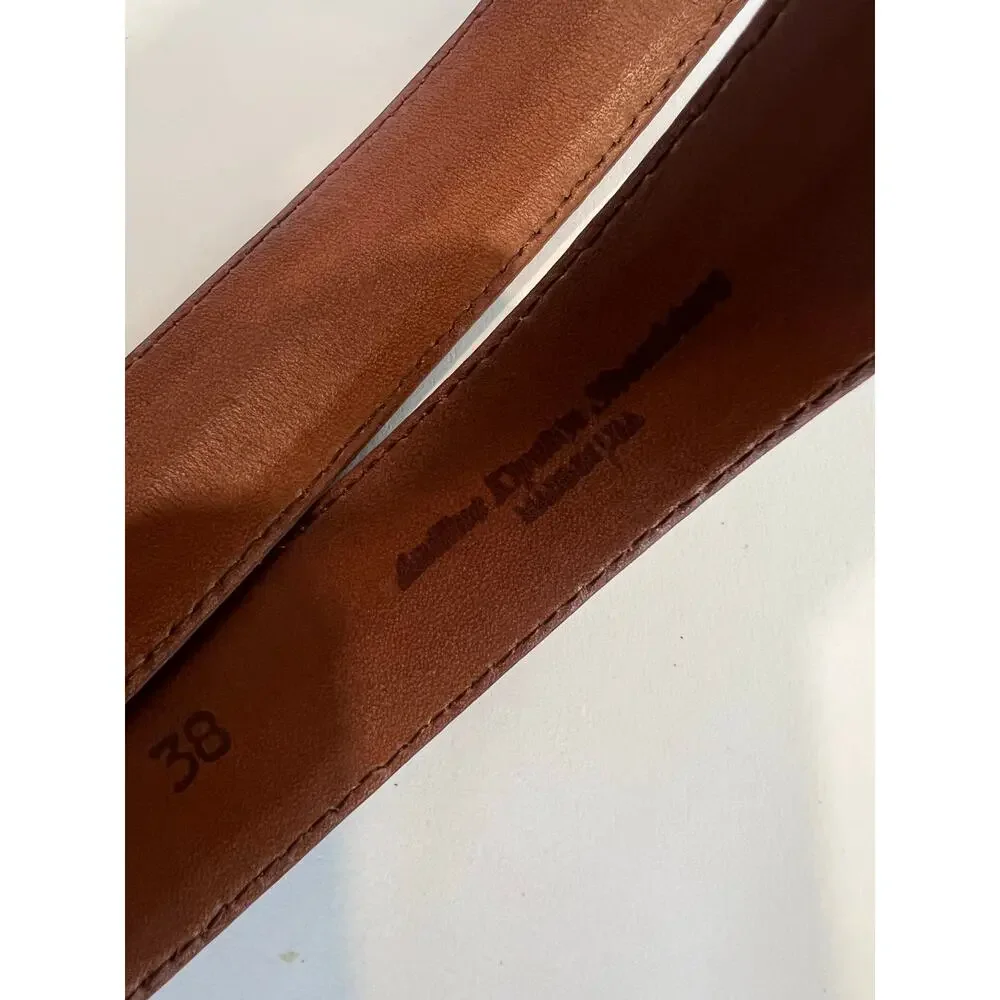 Johnston & Murphy Made in Italy Brown Leather Belt Solid Brass Size 38 SG
